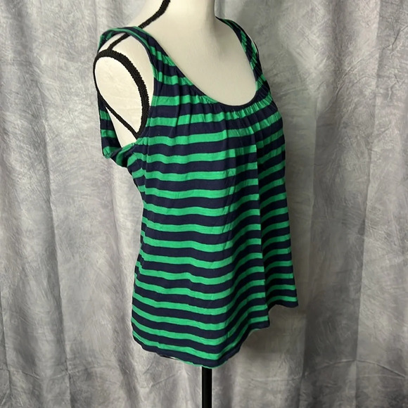 Motherhood Maternity Green and Navy Striped Nursing Tank - size Small - Picture 3 of 8